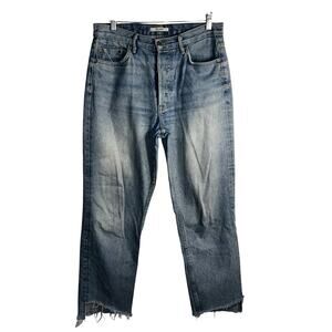 GRLFRND Helena Straight Leg Jeans Size 29 “My Sharona” Distressed Raw Hem